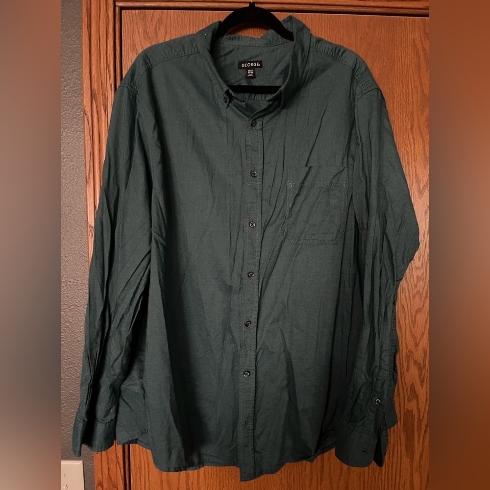 George 3XL 54-56 long sleeved men’s oxford, dark green